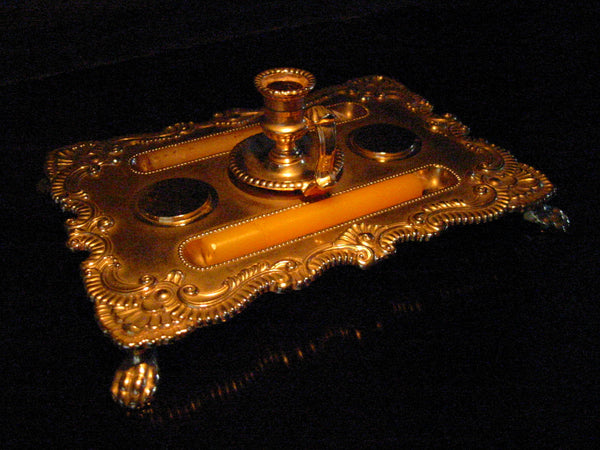 Brass Candle Tray Claw Foot A Symmetric Letter Seal With Hallmarks - Designer Unique Finds 
 - 4