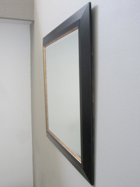 Contemporary Black Wood Beveled Mirror Decorated Gilt - Designer Unique Finds 
 - 5