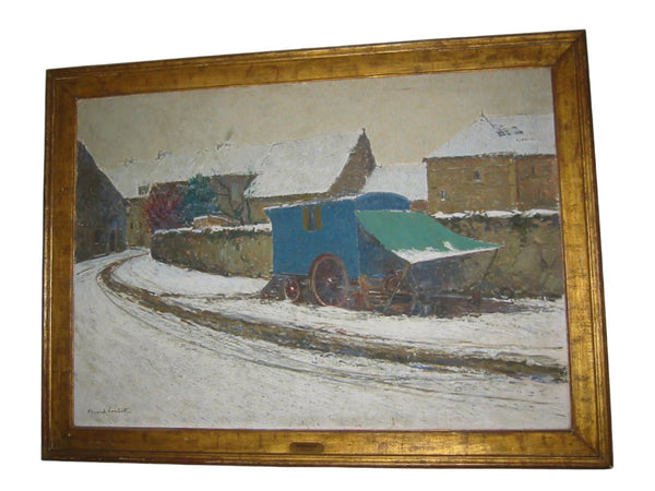 Fernand Alexis Lambert Winter Impressionist Oil On Canvas Medaille Anteiurement