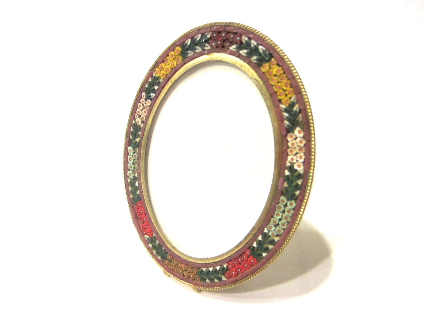 Neiman Marcus Italy Micro Mosaic Oval Mini Picture Frame