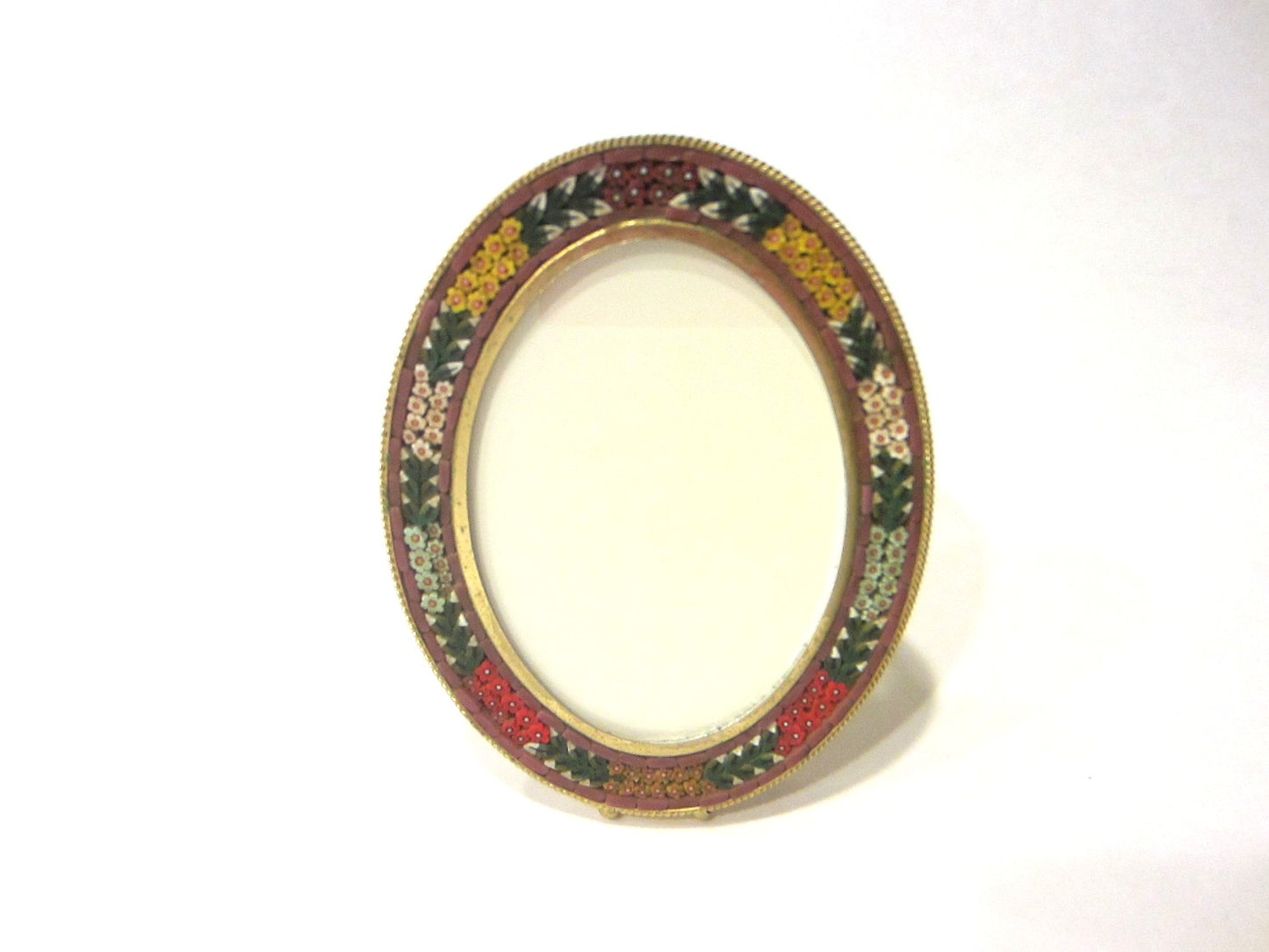 Neiman Marcus Italy Micro Mosaic Oval Mini Picture Frame
