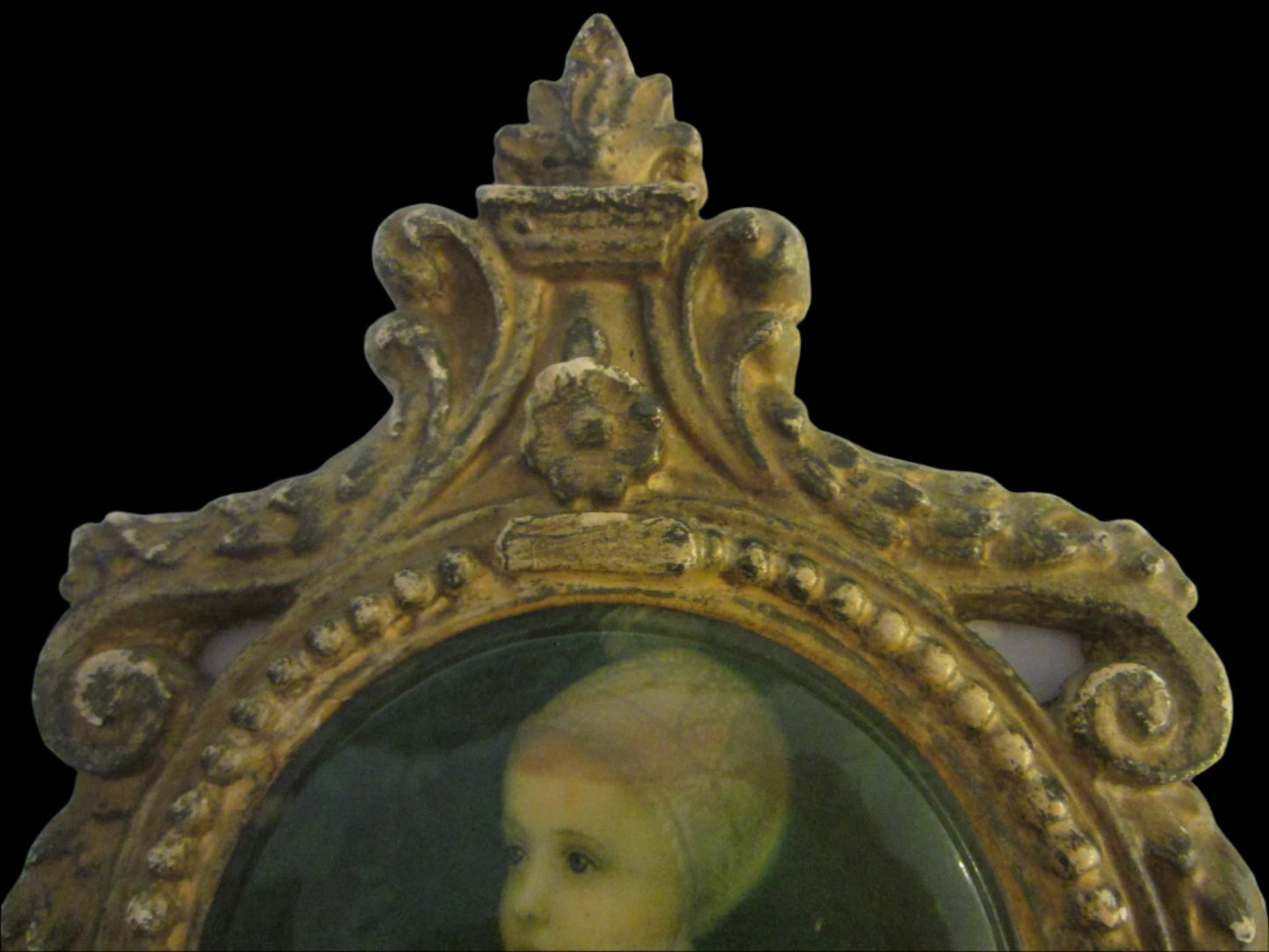 Antique Rococo Style Framed Child Portrait