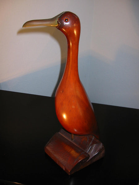 Mahogany Seagull Sculpture Metal Beak - Designer Unique Finds 