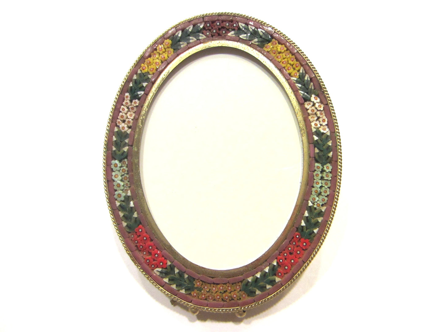 Neiman Marcus Italy Micro Mosaic Oval Mini Picture Frame
