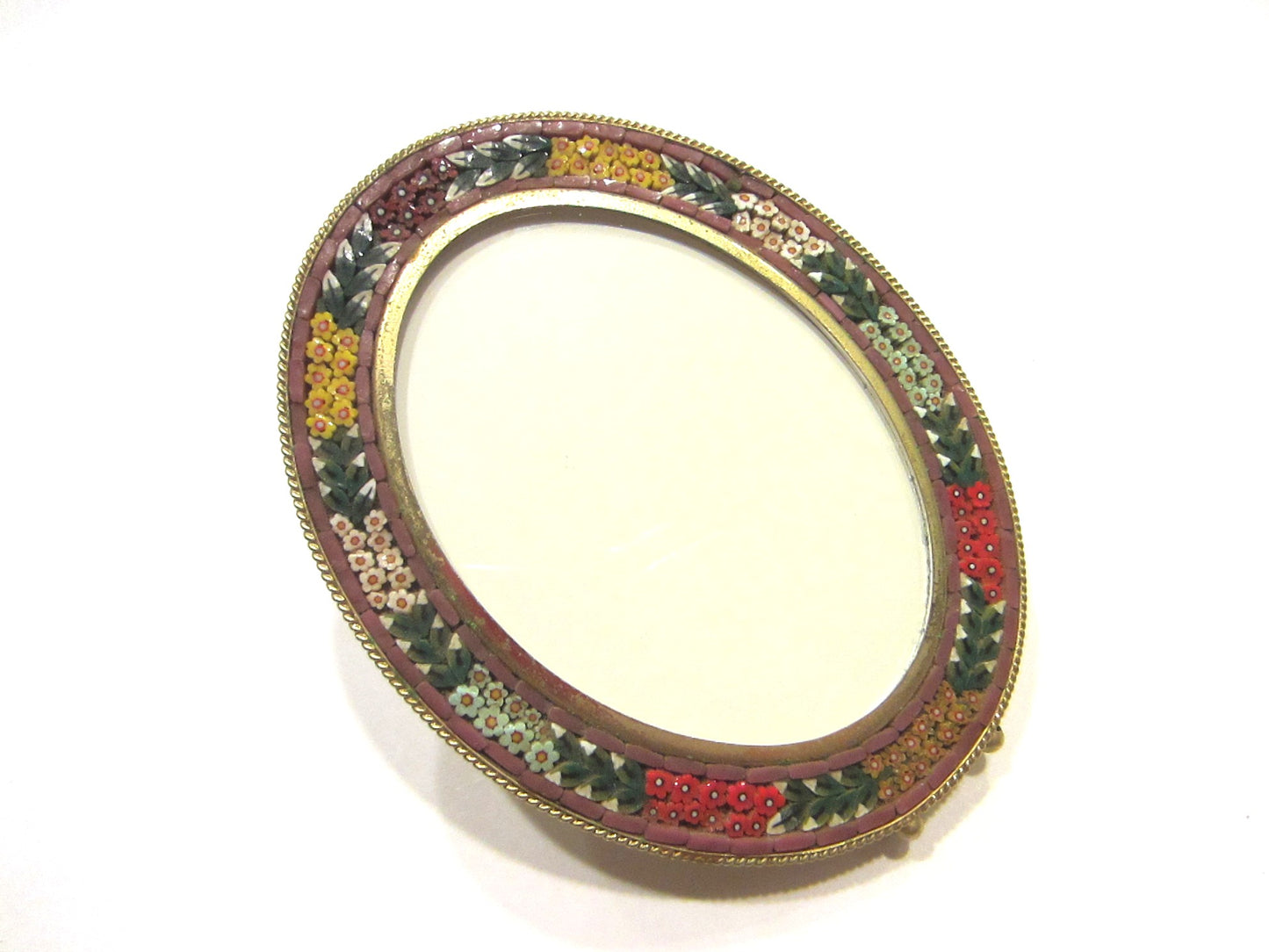 Neiman Marcus Italy Micro Mosaic Oval Mini Picture Frame