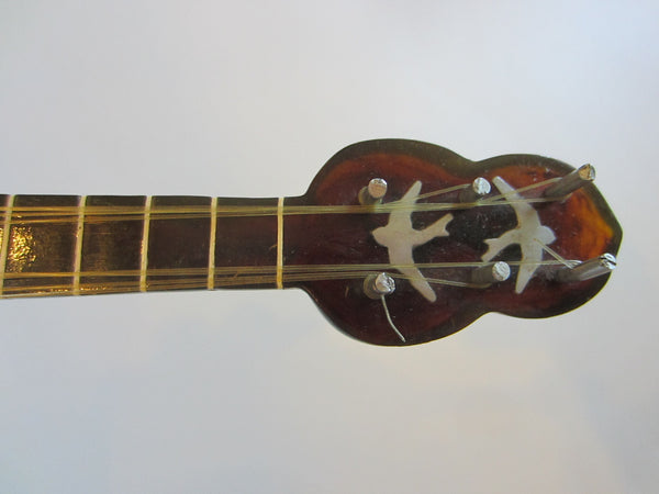 Musical Mandolin Composed Bakelite Geometric Characters Mother Of Pearl
