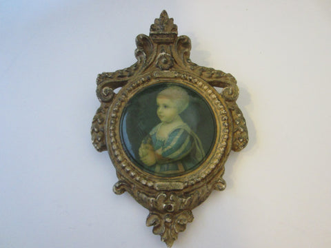 Rococo Style Framed Portrait Gilt Crested Icon