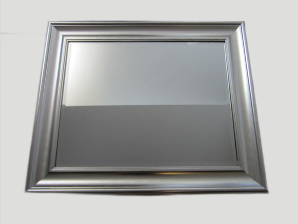 Contemporary Silver Painted Wood Modern Beveled Mirror - Designer Unique Finds 
 - 1