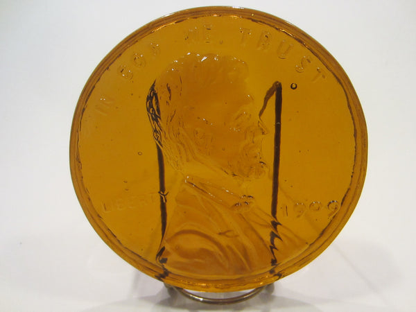 Abraham Lincoln Amber Glass Portrait Presidential Commemorative Paperweight