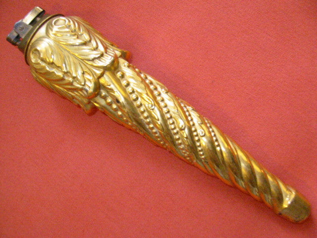 Golden Glass Art Deco Cone Table Lighter Japan Brass Top - Designer Unique Finds 