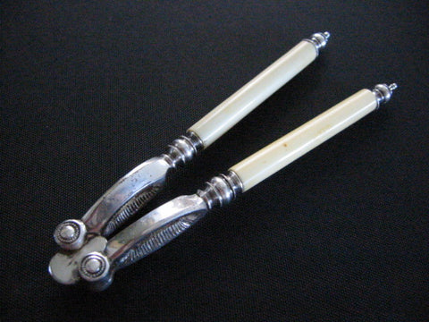English Victorian Nutcracker White Metal Bone Grips Handles - Designer Unique Finds 
 - 3
