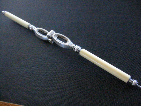 English Victorian Nutcracker White Metal Bone Grips Handles - Designer Unique Finds 
 - 4