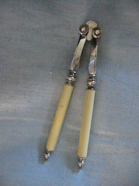 English Victorian Nutcracker White Metal Bone Grips Handles - Designer Unique Finds 
 - 2