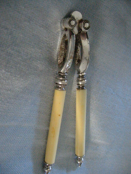 English Victorian Nutcracker White Metal Bone Grips Handles - Designer Unique Finds 
 - 5