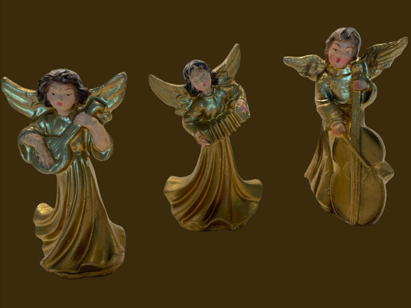 Italian Musicians Winged Golden Paper Mache Angels Made In Italy