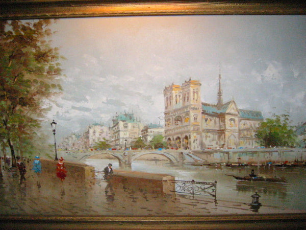 DeVitty Impressionist Boulevard Along The River Seine Notredame Oil On Canvas - Designer Unique Finds 
 - 7
