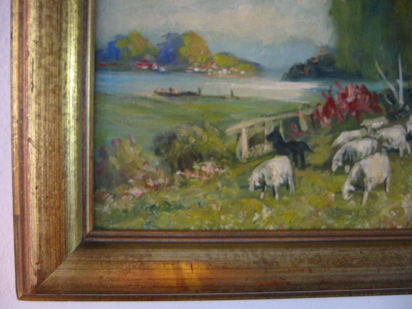 Shepherd Landscape Oil On Canvas Signed Titled Original Frame - Designer Unique Finds 