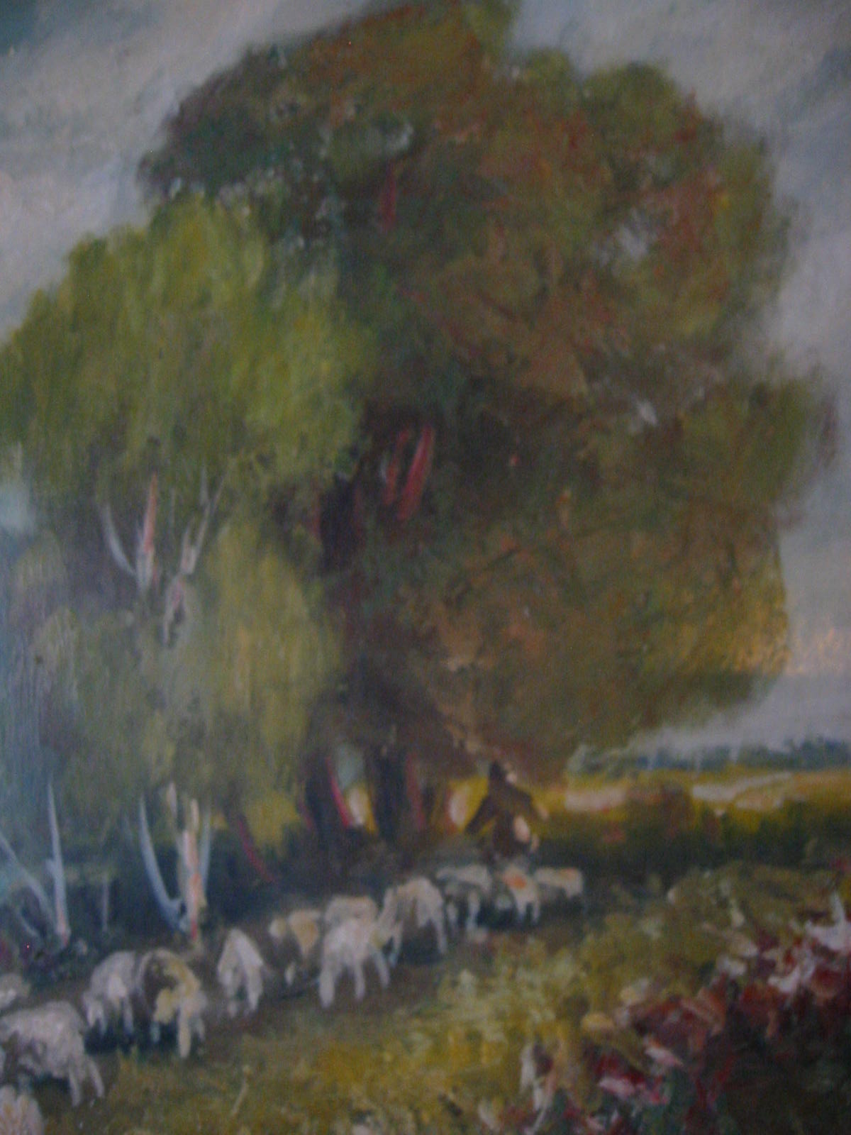Shepherd Landscape Oil On Canvas Signed Titled Original Frame