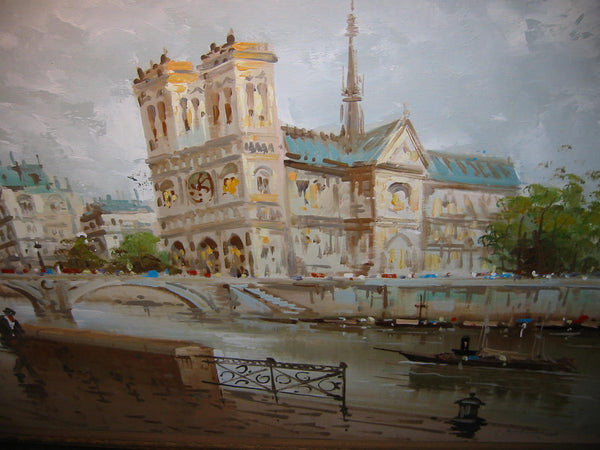 DeVitty Impressionist Boulevard Along The River Seine Notredame Oil On Canvas - Designer Unique Finds 
 - 5