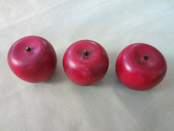 Red Apples Hand Carved Stem Wooden Arts - Designer Unique Finds 