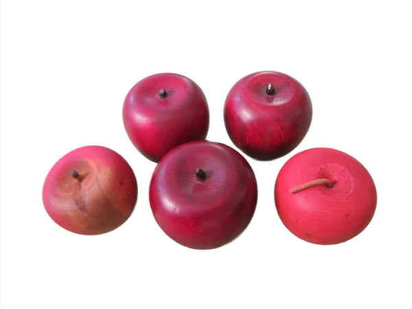 Red Apples Hand Carved Stem Wooden Arts - Designer Unique Finds 