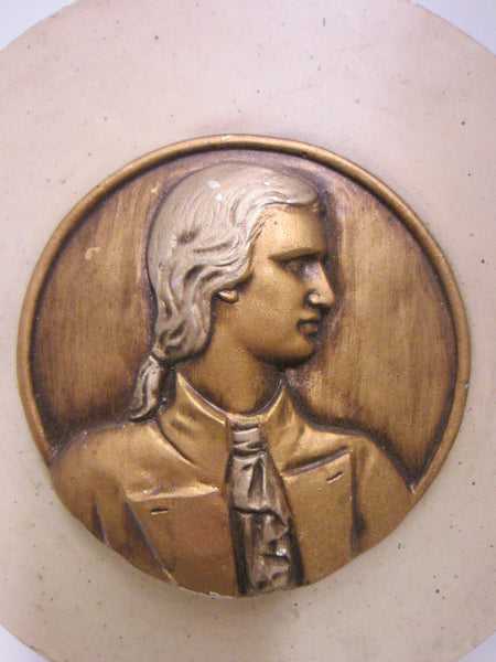 Composer Musician Portrait Icon Chalk Ware Gilt Figurative Plaster Plaque