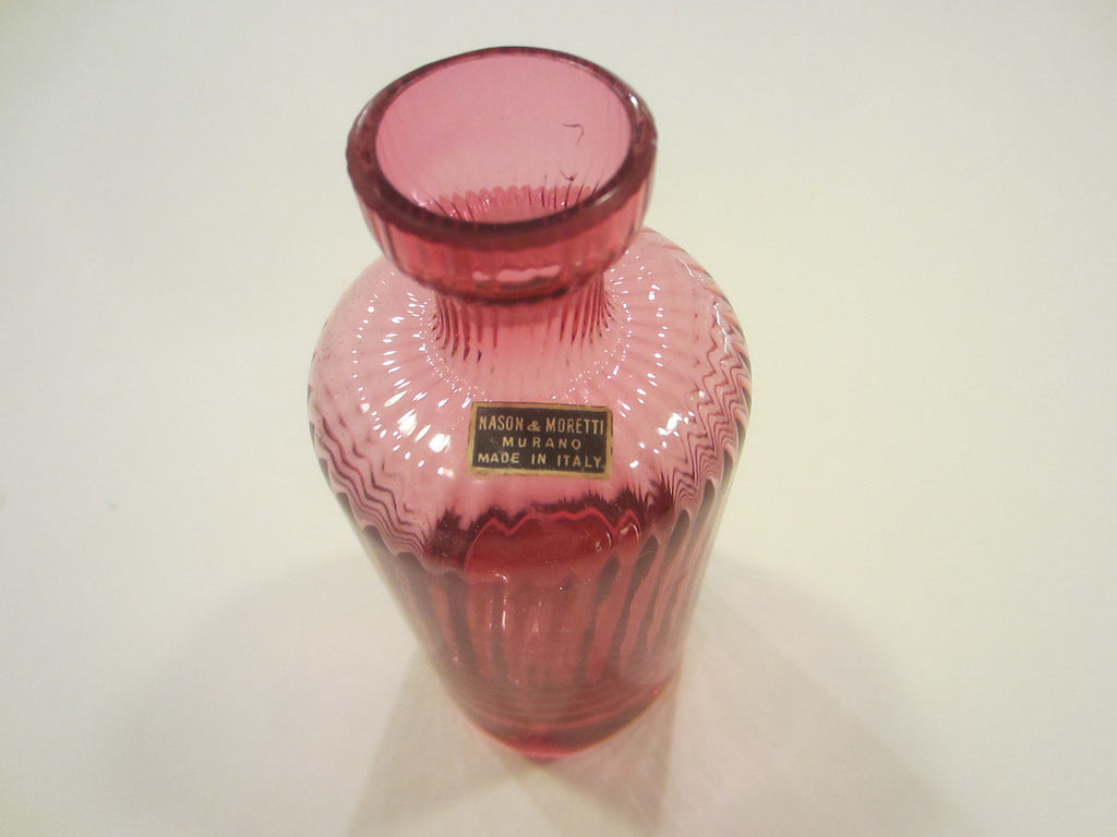 Nason Moretti Murano Pink Glass Carafe Made In Italy 