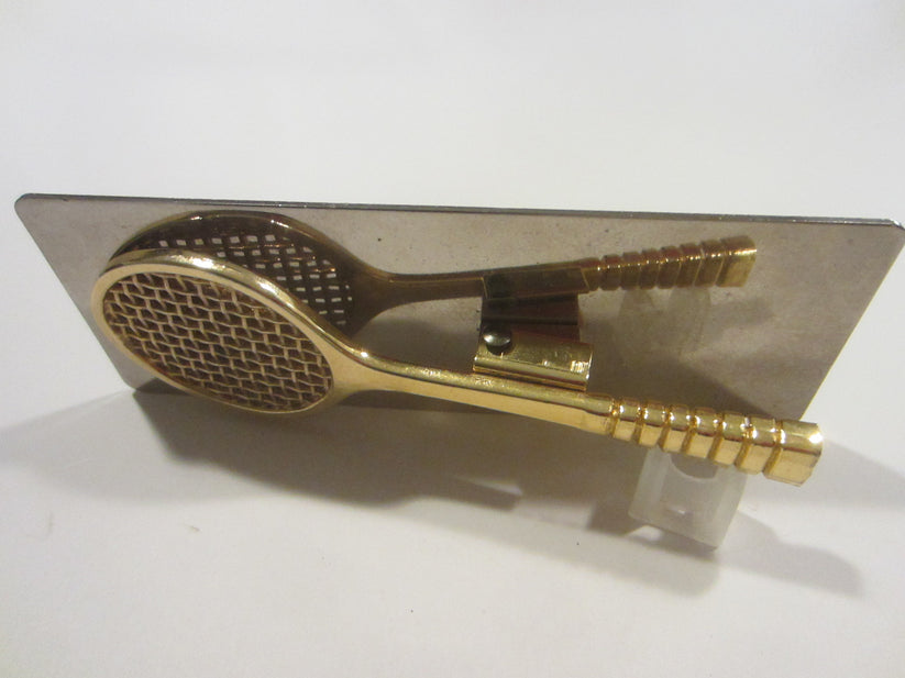 Brass Tennis Racket Chrome Card Holder Desk Decor – Designer Unique Finds
