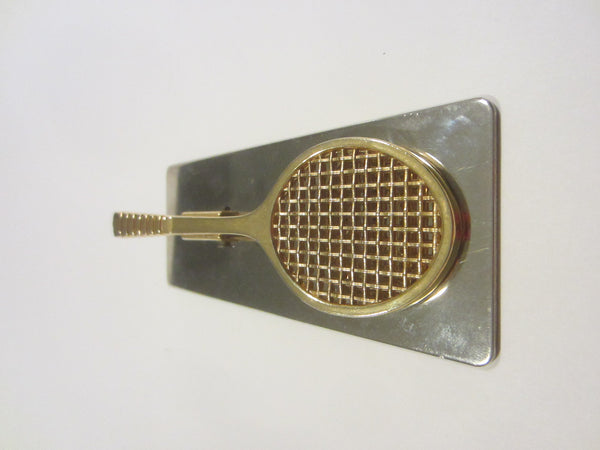 Brass Tennis Racket Chrome Card Holder Desk Decor