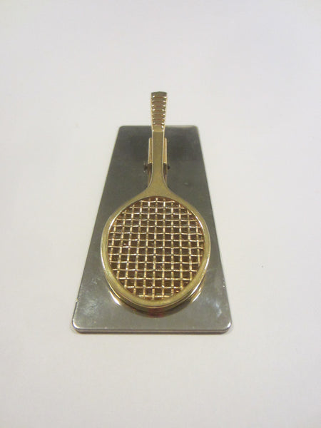 Brass Tennis Racket Chrome Card Holder Desk Decor