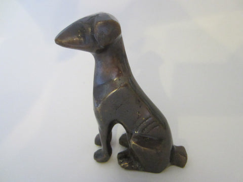 Folk Art Bronze Dog Statue - Designer Unique Finds 