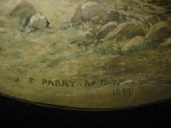 J T Parry AP IDWAL Impressionism Signed Painting Slab Circa 1899 - Designer Unique Finds 