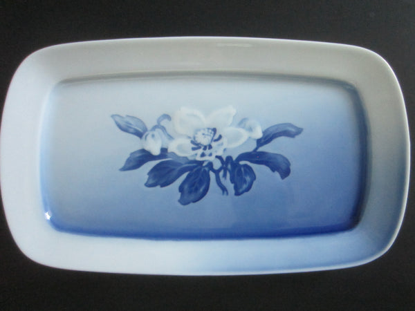 Bing Grondahl Blue Porcelain Tray Covered Bowl Set Floral Center Medallion