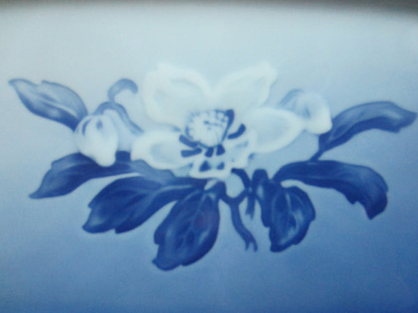 Bing Grondahl Blue Porcelain Tray Covered Bowl Set Floral Center Medallion