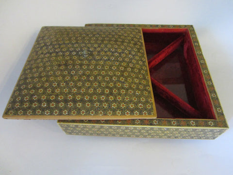 Khatam Miniature Sectional Jewelry Box Red Velvet Lined - Designer Unique Finds 
 - 1