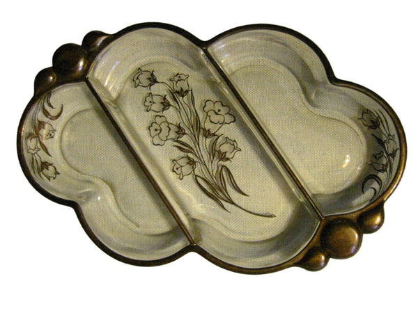 Daffodil Silver Overlay Sectional Depression Glass Serving Tray - Designer Unique Finds 
 - 3