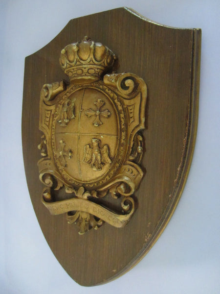 Medieval Wall Plaque Crown Shield Coat Of Arm Nuevo Mundo Dio Colon - Designer Unique Finds 