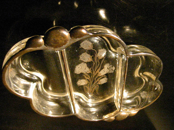 Daffodil Silver Painted Divided Glass Serving Dish - Designer Unique Finds  - 1
