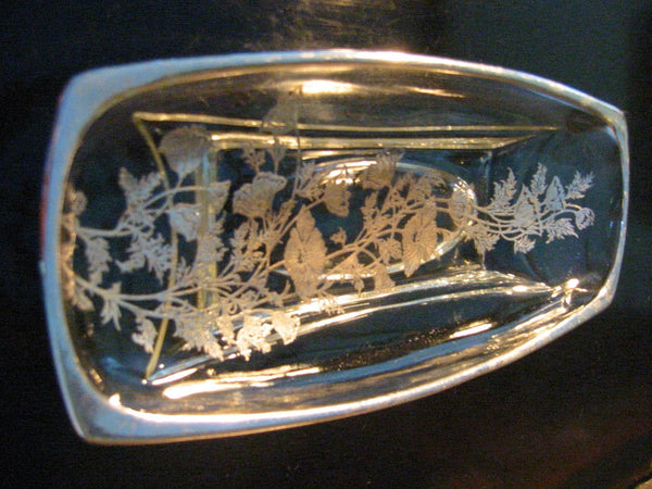 Depression Silver Overlay Art Deco Glass Condiment Tray - Designer Unique Finds 
 - 4