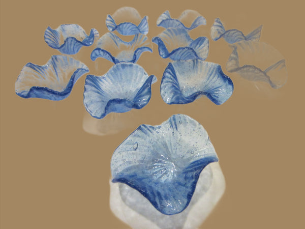 Venetian Blue Glass Petals Decorative Miniature Bowls