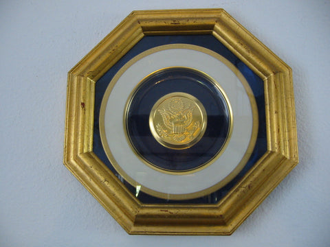 Commemorative Pickard China Gold Eagle Octagonal Gilt Frame