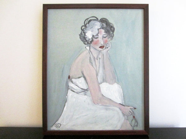 Modern Woman Portrait Artist Signed Oil On Canvas - Designer Unique Finds 
 - 1
