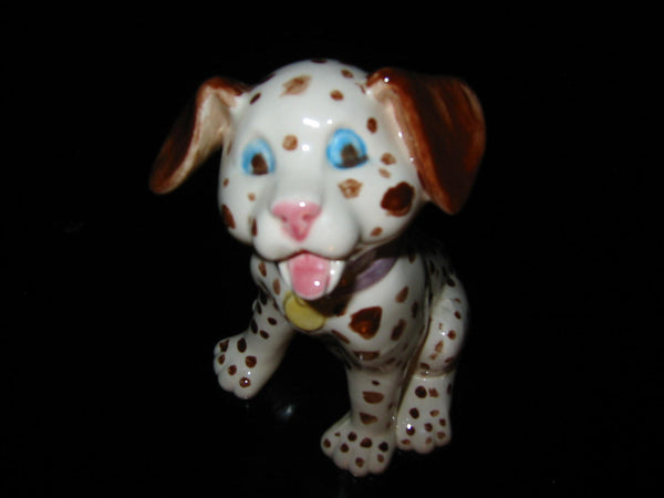 Polka Dot Ceramic Dog Hand Decorated Folk Art - Designer Unique Finds 