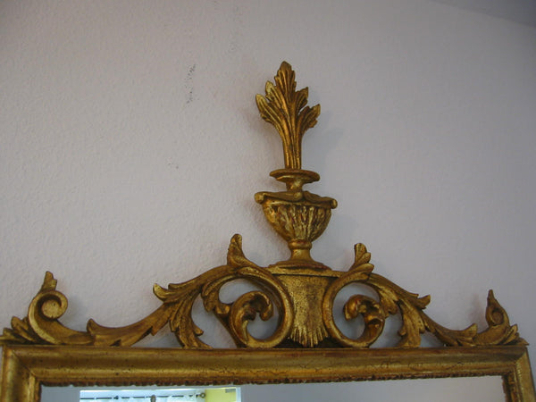 Wall Mirror Rococo Style Italy Gold Leaf Scrolled Vase Finial Crest - Designer Unique Finds 
 - 2