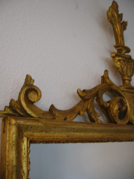 Wall Mirror Rococo Style Italy Gold Leaf Scrolled Vase Finial Crest - Designer Unique Finds 
 - 3