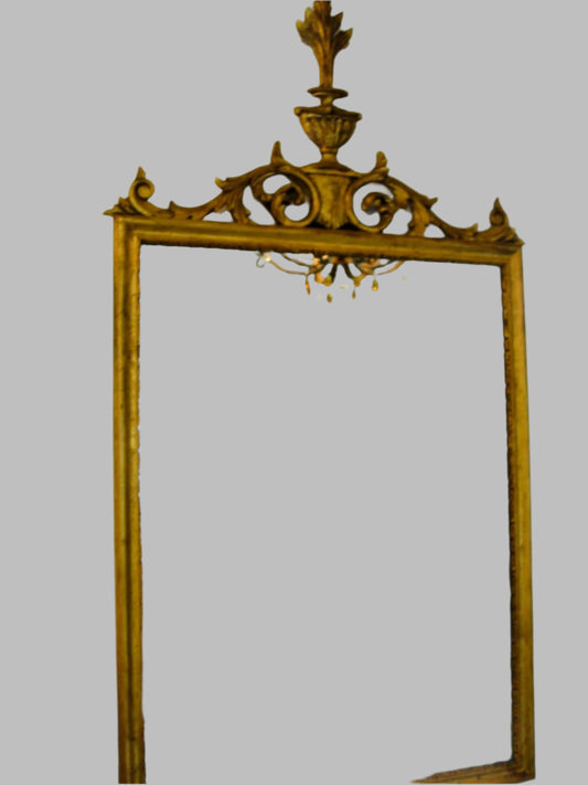 Rococo Style Gilt Mirror Scrolled Vase Finial Crest