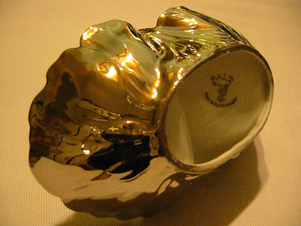 Silver Overlay Scallop Porcelain Serving Basket - Designer Unique Finds 