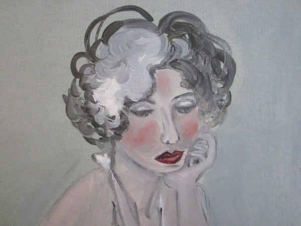 Modern Woman Portrait Artist Signed Oil On Canvas - Designer Unique Finds 
 - 3