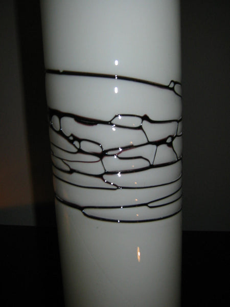 Abstract Overlay Bottle Shape Tall Milk Glass Vase - Designer Unique Finds 