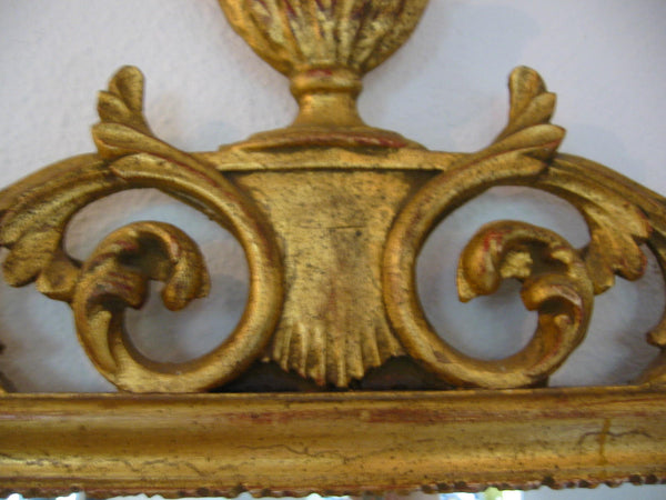 Wall Mirror Rococo Style Italy Gold Leaf Scrolled Vase Finial Crest - Designer Unique Finds 
 - 5